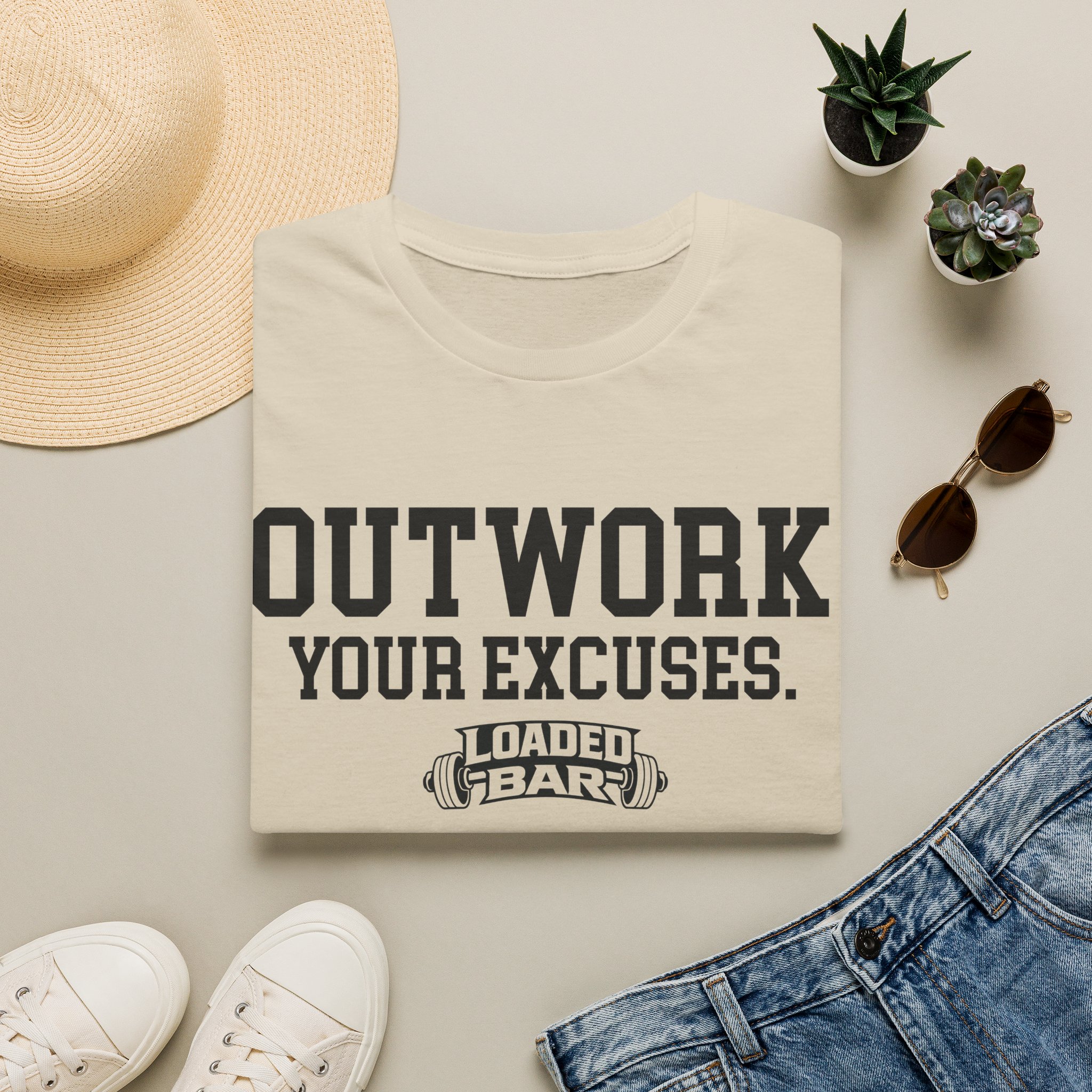 Outwork Your Excuses T-Shirt | Loaded Bar Fitness Tee - Image 7