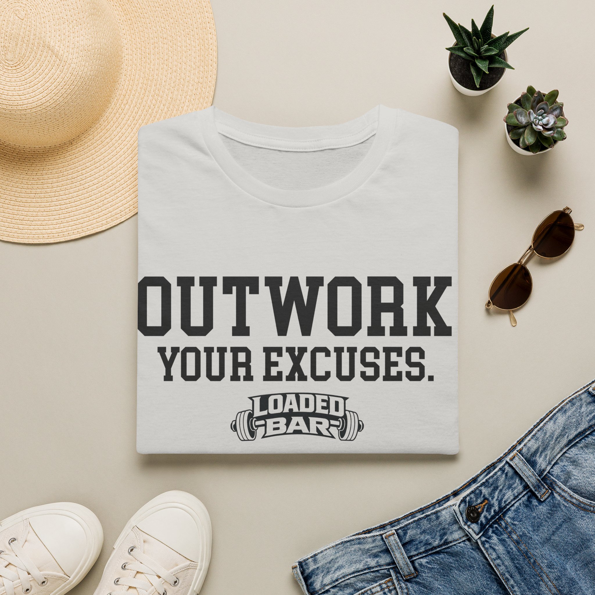 Outwork Your Excuses T-Shirt | Loaded Bar Fitness Tee - Image 10