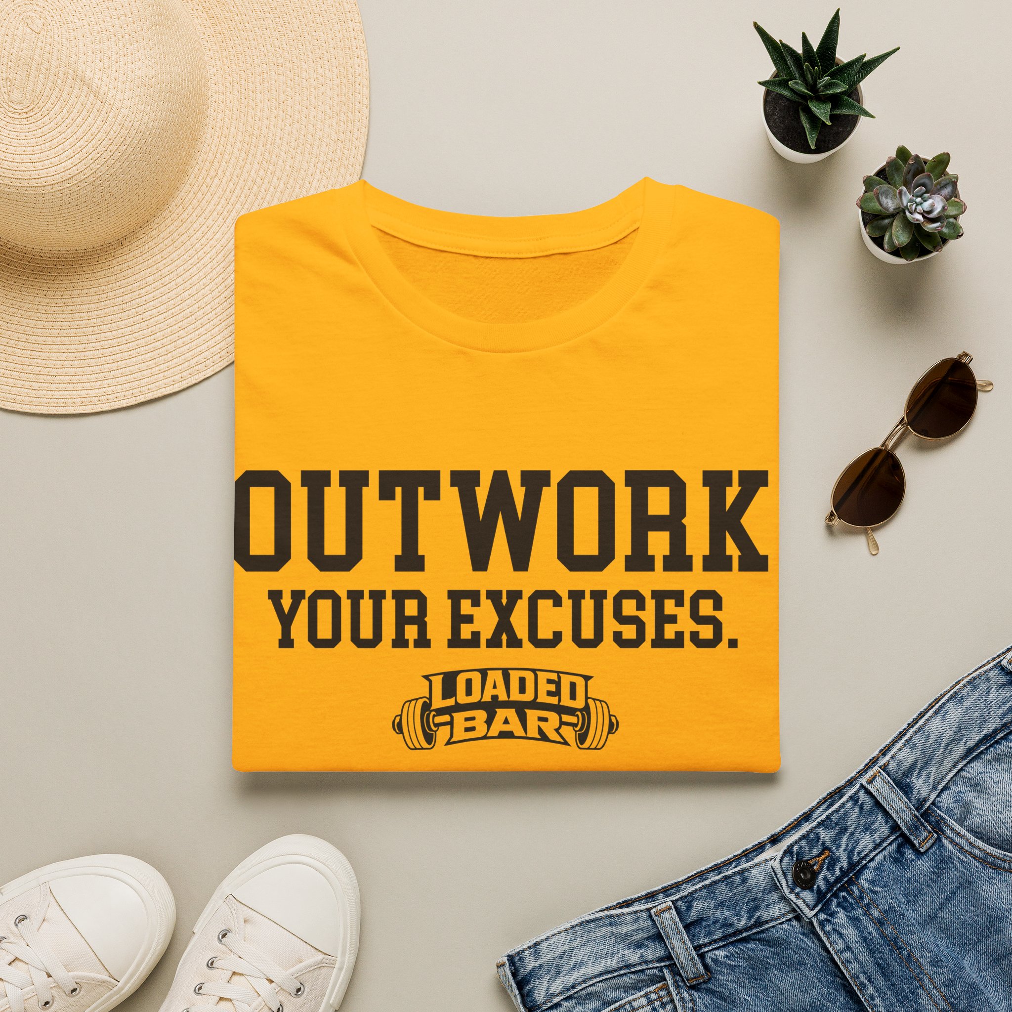 Outwork Your Excuses T-Shirt | Loaded Bar Fitness Tee - Image 13
